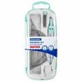 Готовальня BRAUBERG SCHOOL KIT, 9 предметов, циркуль 125 мм, чертежные принадлежности, мятный цвет, 210716 210716 - фото 195813