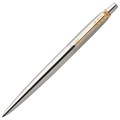 Ручка шариковая PARKER "Jotter Core Stainless Steel GT", корпус серебро, позолота, синяя, 1953182 142376 - фото 200469