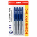 Ручки шариковые с грипом BRAUBERG "i-STICK POINT", НАБОР 10+2 ШТ., СИНИЕ, линия письма 0,35 мм, блистер,144025 144025 - фото 206411