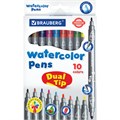 Фломастеры двусторонние BRAUBERG "PREMIUM" "DUAL-TIP", 10 шт., 10 цветов, два наконечника, картонная коробка с европодвесом, 151946 151946 - фото 208479
