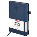 Ежедневник датированный 2025, А5, 138х213 мм, BRAUBERG "Plain", под кожу, резинка, держатель для ручки, синий, 115916 115916 - фото 216126