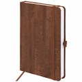 Ежедневник недатированный А5 (138x213 мм) BRAUBERG "Wood", кожзам, резинка, 136 л., коричневый, 111676 111676 - фото 216693