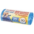Мешки для мусора с ушками LAIMA "ULTRA" 35 л синие, в рулоне 30 шт. прочные, ПНД 11 мкм, 50х65 см, 607684 607684 - фото 245446