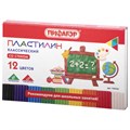 Пластилин классический ПИФАГОР ШКОЛЬНЫЙ, 12 цветов, 180 г, со стеком, 105434 105434 - фото 279773