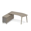 Стол руководителя эргономичный на опорной тумбе левый (тип 5) WOOD 209285 - фото 304486