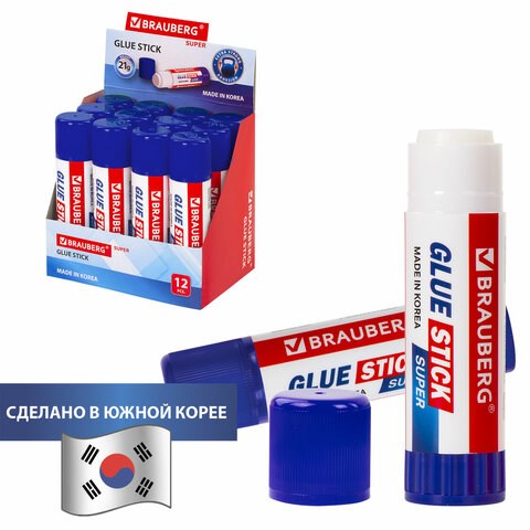 Клей-карандаш BRAUBERG SUPER, 21 г, ЮЖНАЯ КОРЕЯ, 229542 229542 - фото 176220