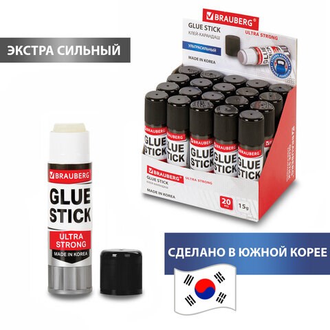 Клей-карандаш BRAUBERG ULTRA STRONG, УСИЛЕННАЯ ФОРМУЛА, 15 г, ЮЖНАЯ КОРЕЯ, 229545 229545 - фото 176266