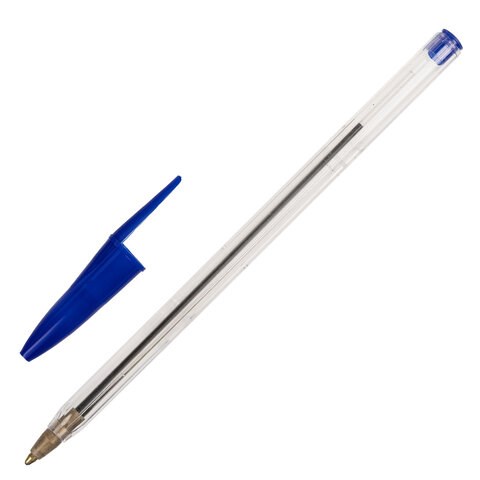 Ручка шариковая STAFF Basic Budget BP-02, письмо 500 м, СИНЯЯ, длина корпуса 13,5 см, линия письма 0,5 мм, 143758 143758 - фото 204192