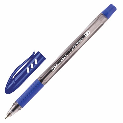 Ручка шариковая масляная BRAUBERG "Black Tone", СИНЯЯ, корпус тонированный, узел 0,7 мм, линия письма 0,35 мм, 142951 142951 - фото 204247