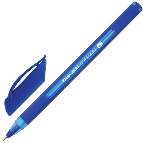 Ручка шариковая масляная BRAUBERG "Extra Glide Soft Blue", СИНЯЯ, узел 0,7 мм, линия письма 0,35 мм, 142926 142926 - фото 204369