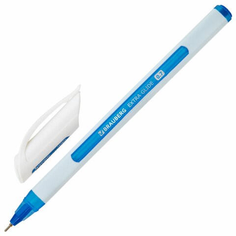 Ручка шариковая масляная BRAUBERG "Extra Glide Soft White", СИНЯЯ, узел 0,7 мм, линия письма 0,35 мм, 142927 142927 - фото 204408