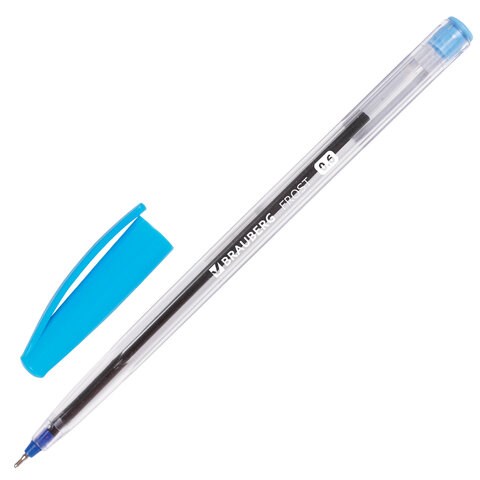 Ручка шариковая масляная BRAUBERG "Ice", СИНЯЯ, корпус прозрачный, узел 0,6 мм, линия письма 0,3 мм, 142686 142686 - фото 204479