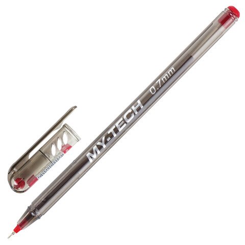 Ручка шариковая масляная PENSAN "My-Tech", КРАСНАЯ, игольчатый узел 0,7 мм, линия письма 0,35 мм, 2240/25 143384 - фото 204837