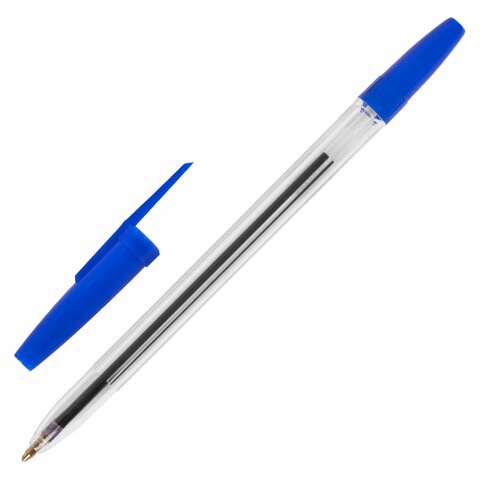 Ручка шариковая масляная STAFF "Basic BP-962", СИНЯЯ, корпус прозрачный, узел 1 мм, линия письма 0,7 мм, 142962 142962 - фото 204924