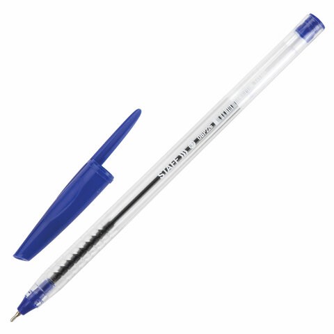 Ручка шариковая масляная STAFF "EVERYDAY" OBP-226, СИНЯЯ, корпус прозрачный, игольчатый узел 0,7 мм, линия письма 0,35 мм, 141705 141705 - фото 204947