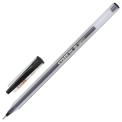Ручка шариковая масляная STAFF "OBP-317", ЧЕРНАЯ, корпус матовый, игольчатый узел 0,6 мм, линия письма 0,3 мм, 143022 143022 - фото 204970