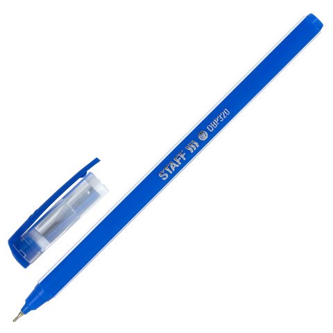 Ручка шариковая масляная STAFF Basic "OBP-320", СИНЯЯ, корпус голубой, узел 0,7 мм, линия письма 0,35 мм, 143023 143023 - фото 204989