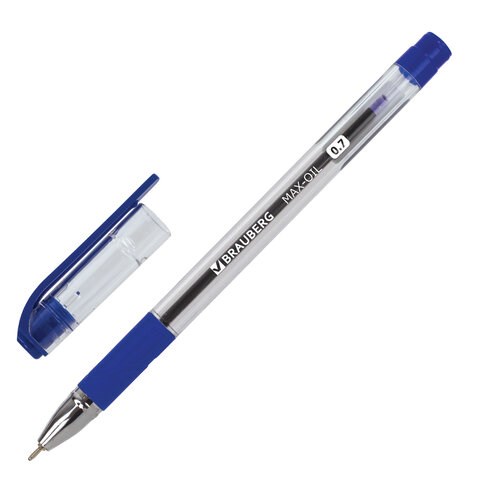 Ручка шариковая масляная с грипом BRAUBERG "Max-Oil", СИНЯЯ, игольчатый узел 0,7 мм, линия письма 0,35 мм, 141701 141701 - фото 205154