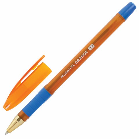 Ручка шариковая масляная с грипом BRAUBERG Model-XL ORANGE, СИНЯЯ, узел 0,7 мм, линия 0,35 мм, 143246 143246 - фото 205310