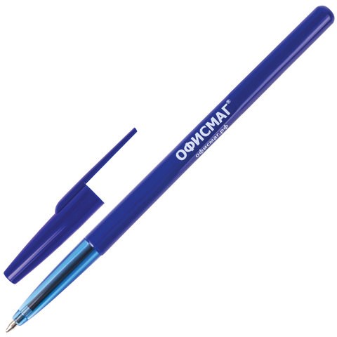 Ручка шариковая ОФИСМАГ "Офисная", СИНЯЯ, корпус синий, узел 1 мм, линия письма 0,5 мм, 141117 141117 - фото 205498