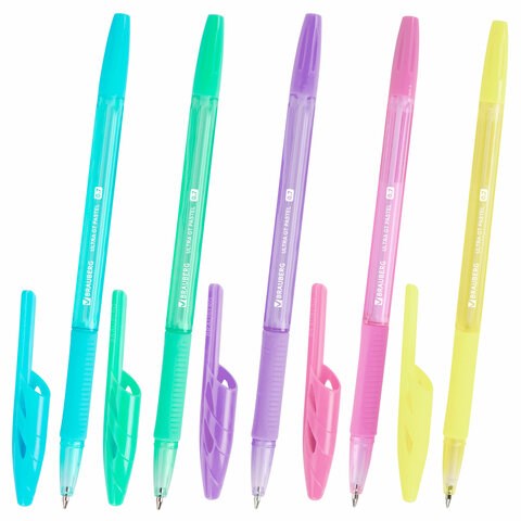 Ручка шариковая с грипом BRAUBERG "ULTRA GT PASTEL", СИНЯЯ, корпус ассорти, линия 0,35 мм, 144053 144053 - фото 205680