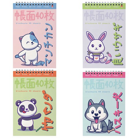 Блокнот А5, 40 л, гребень, картон, клетка, АЛЬТ, KAWAII ANIMALS (4 вида), 3-40-729 116381 - фото 210960