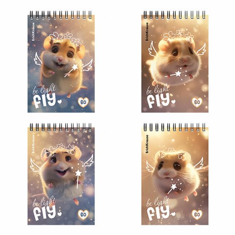 Блокнот МАЛЫЙ ФОРМАТ А6, 100х146 мм, 60 л., спираль, картон, клетка, ERICH KRAUSE, "Fluffy", 63382 117568 - фото 211265
