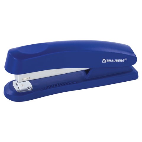 Степлер №24/6, 26/6 BRAUBERG "Standard+", до 30 листов, полнозагрузочный, синий, 228607 228607 - фото 226013