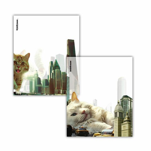 Обложки ПП для тетрадей и дневников ERICH KRAUSE "Big City Cats", КОМПЛЕКТ 12 шт., 80 мкм, 212х347 мм, 63508 273962 - фото 247675