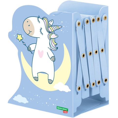 Подставка-держатель для книг и учебников фигурная BRAUBERG KIDS "Unicorn" раздвижная, металл, 238069 238069 - фото 248737