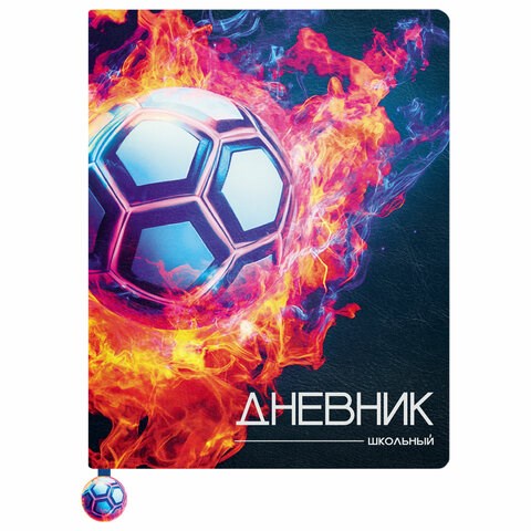 Дневник 1-11 класс 48 л., кожзам (твердая с поролоном), печать, ляссе с аппликацией, BRAUBERG, "Футбол", 107234 107234 - фото 253948
