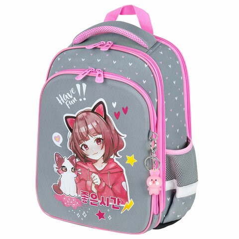 Ранец BRAUBERG QUADRO, 3 отделения, с брелком, "Anime friends", 37х28х18 см, 272022 272022 - фото 265555