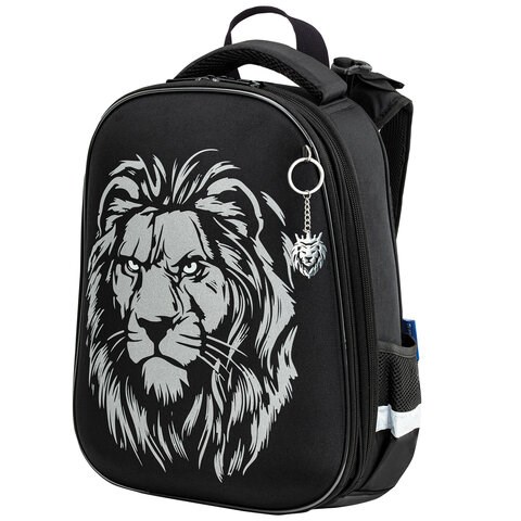 Ранец BRAUBERG SHINY, 2 отделения, с брелком, "Savage lion", светящийся рисунок, 38х28х14 см, 272039 272039 - фото 265778