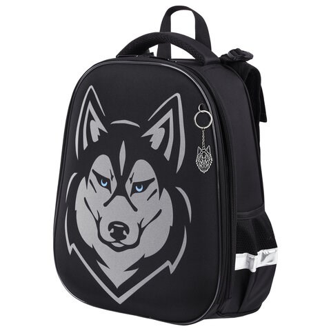 Ранец BRAUBERG SHINY, 2 отделения, с брелоком, "Husky", СВЕТЯЩИЙСЯ РИСУНОК, 38х28х14 см, 271383 271383 - фото 265881