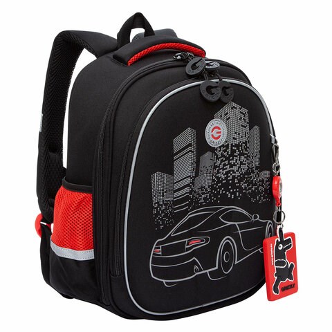 Ранец GRIZZLY анатомическая спинка, c бейджем, для мальчиков, "NIGHT RACE", 36х28х20 см, RAz-287-8/1 272802 - фото 265933