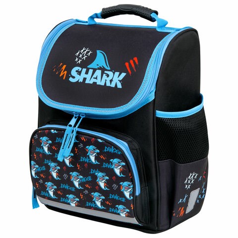 Ранец ПИФАГОР BASIC, 1 отделение, 3 кармана, эргономичная спинка, "Angry shark", 35х28х18 см, 272044 272044 - фото 266104