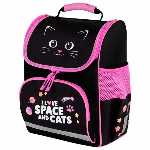 Ранец ПИФАГОР BASIC, 1 отделение, 3 кармана, эргономичная спинка, "Dark kitten", 35х28х18 см, 273134 273134 - фото 266211