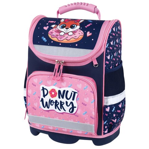 Ранец ЮНЛАНДИЯ WISE, 1 отделение, 3 кармана, устойчивое дно, "Donut worry", 37x29х15 см, 272073 272073 - фото 266862