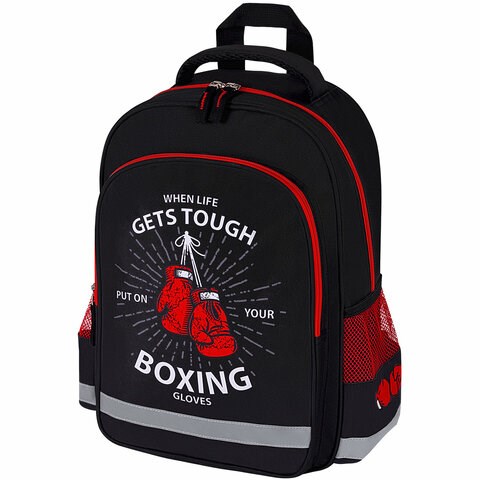 Рюкзак ПИФАГОР SCHOOL, 1 отделение, 3 кармана, "Boxing", 38x28х14 см, 272077 272077 - фото 270398