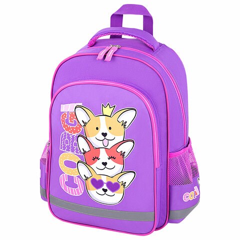 Рюкзак ПИФАГОР SCHOOL, 1 отделение, 3 кармана, "Corgi queen", 38x28х14 см, 272085 272085 - фото 270427