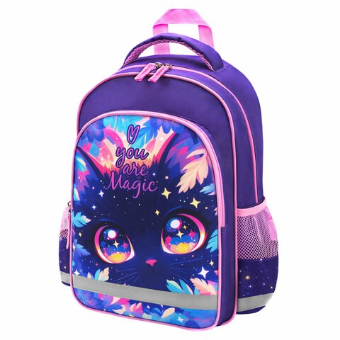 Рюкзак ПИФАГОР SCHOOL, 1 отделение, 3 кармана, "Magic kitty", 38x28х14 см, 273166 273166 - фото 270538