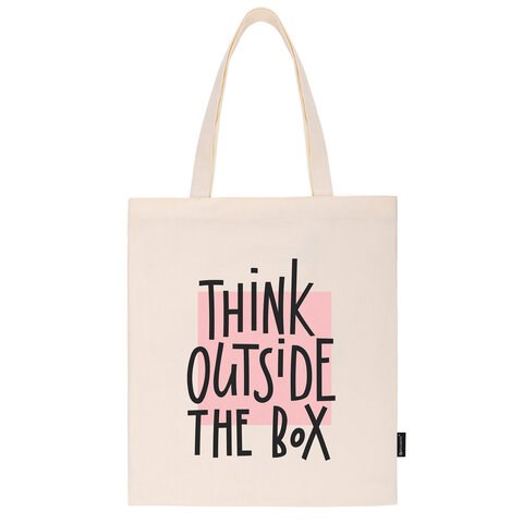 Сумка шоппер BRAUBERG, канвас, 40х35 см, бежевый, "Think outside the box", 271898 271898 - фото 271455