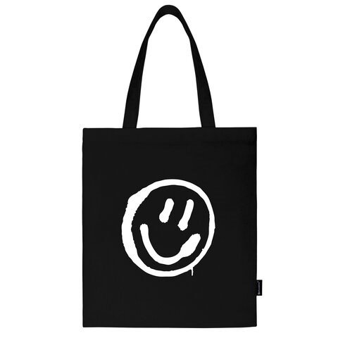Сумка шоппер BRAUBERG, канвас, 40х35 см, черный, "Smiley", 271900 271900 - фото 271496