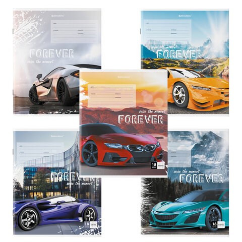Тетрадь 18 л. BRAUBERG клетка, обложка картон, "SPORTS CAR", 106479 106479 - фото 272465