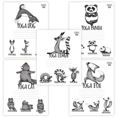 Тетрадь 24 л., HATBER, клетка, обложка картон, "Animals Yoga" (5 видов), 24Т5В1 105425 - фото 272957