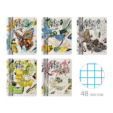 Тетрадь А5 48 л. АЛЬТ скоба, клетка, матовая ламинация, "MACRO NATURE" (5 видов), 7-48-1340 405399 - фото 273925