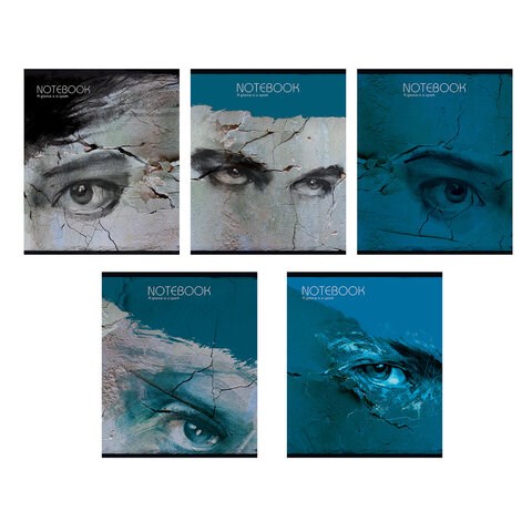 Тетрадь А5 48 л., ПЗБМ скоба, клетка, Soft Touch, "Каменный взгляд" (микс в спайке), 23225 405402 - фото 274060