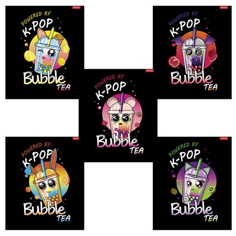 Тетрадь А5, 48 л., HATBER скоба, клетка, глянцевая ламинация, "Bubble tea" (микс в спайке), 089457, 48Т5лВ1 405279 - фото 274580