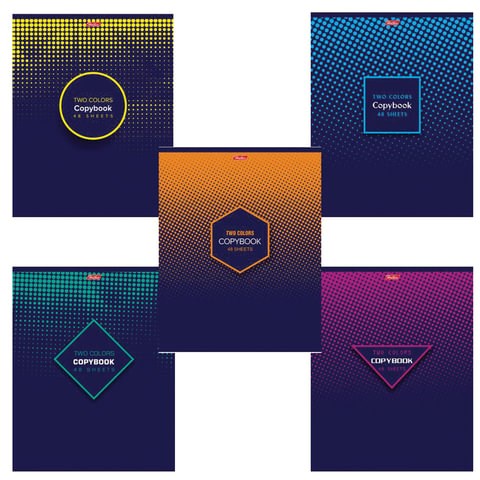 Тетрадь А5, 48 л., HATBER, скоба, клетка, фактурное тиснение, "2COLORS" (5 видов в спайке), 48Т5тВ1, T242612 402898 - фото 274672