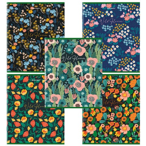 Тетрадь А5, 96 л., BRAUBERG, скоба, клетка, глянцевая ламинация, "Wild Flowers", 404429 404429 - фото 275482